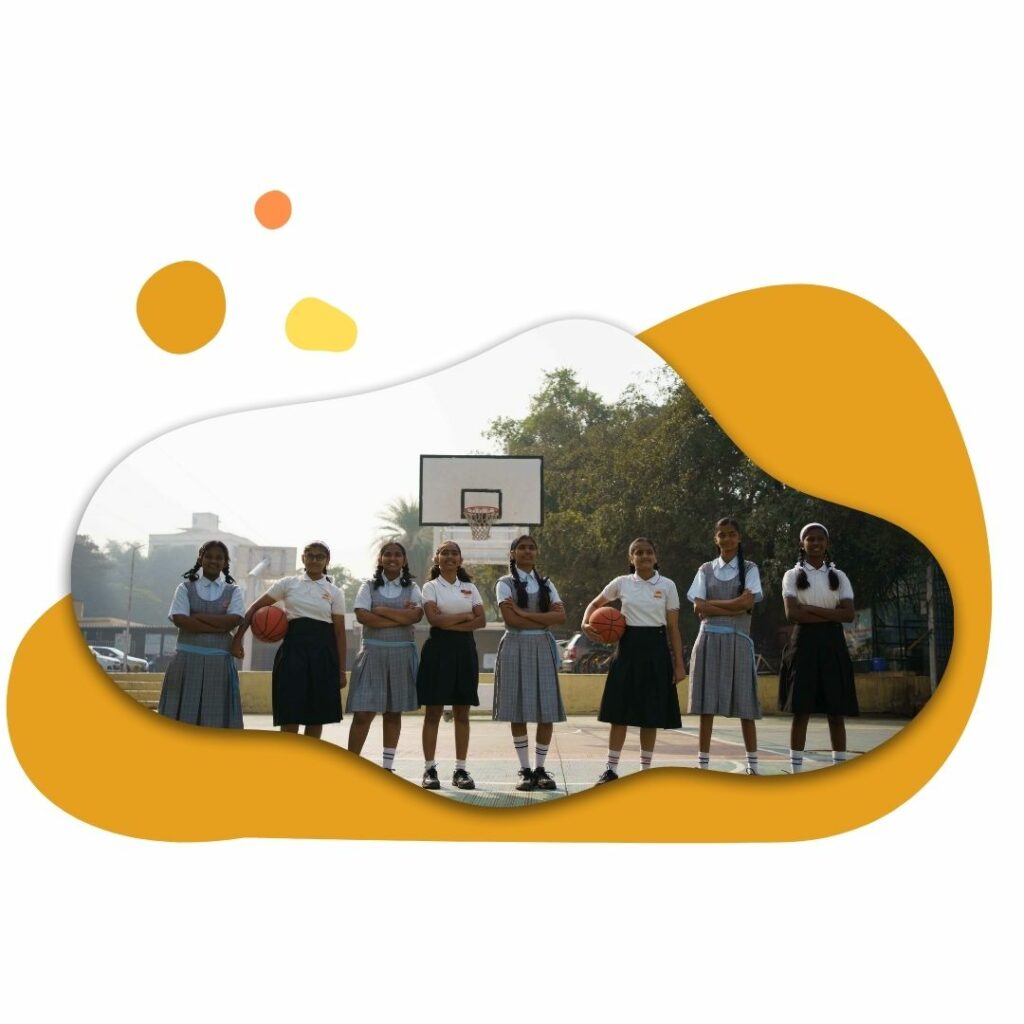 Secondary Class Girls Playing Basketball at Vidyanchal High School